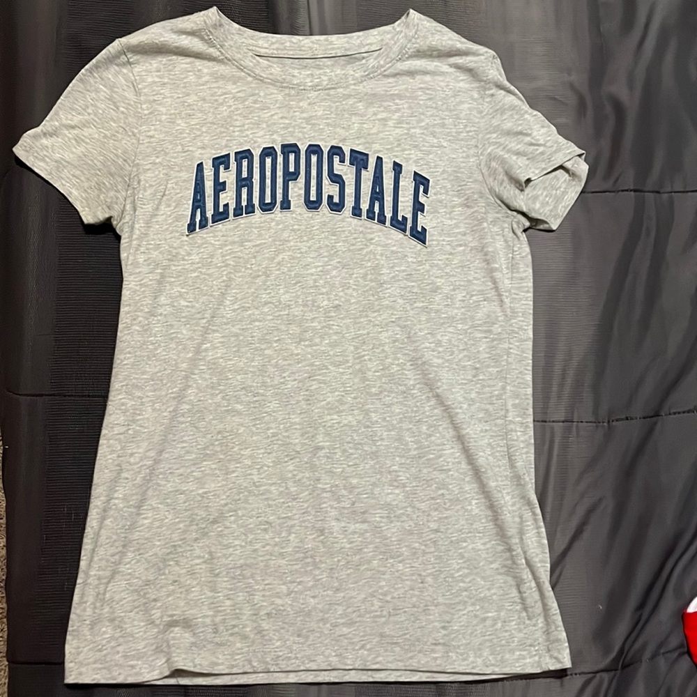 Grey Aeropostale short sleeve shirt with blue logo